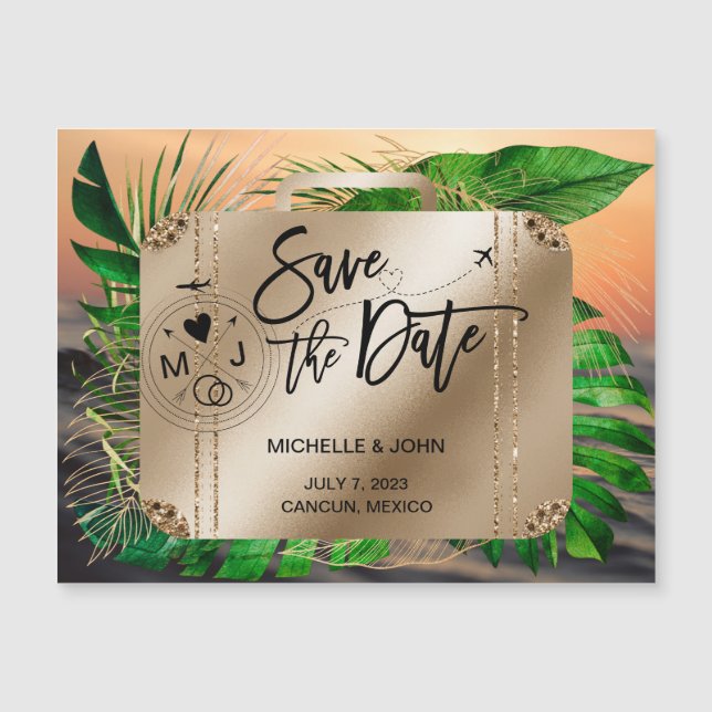 Magnétique Enregistrer la carte du monde Date Destination Wed (Devant)