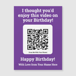 Magnétique Envoyer une vidéo par QR Code sur une carte magnét