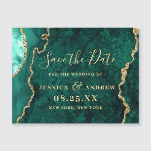 Magnétique Golden Green Agate Enregistrer la date Carte magné