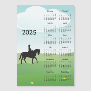 Magnétique Horseback équitation 2025 Calendrier Carte magnéti