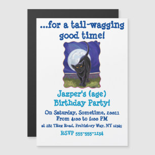 Magnétique Invitation cool de têtes de chats noirs et de queu