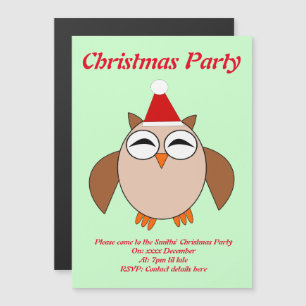 Magnétique Invitation de fête personnalisée Chouette de Noël