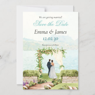 Magnétique Invitation de mariage à la plage à l'aquarelle "Sa