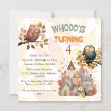 Jote Fall Owl/Squirrel Boy Invitation Anniversaire