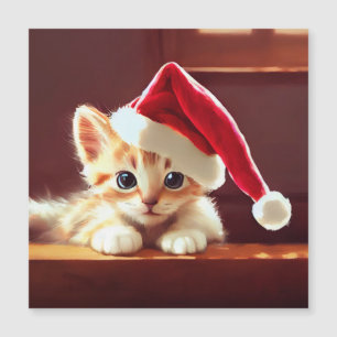 Magnétique Joyeuse carte Noël Kitten