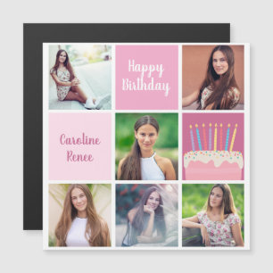 Magnétique Joyeux Anniversaire Femme Photo Collage Carte magn