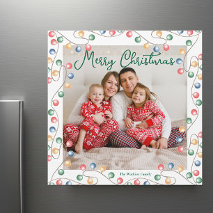Magnétique Joyeux Noël Lumières Famille Photo carte magnétiqu