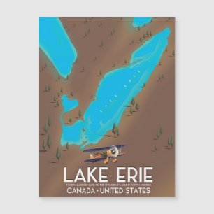 Magnétique Lac Erie, États-Unis lac Carte affiche voyage