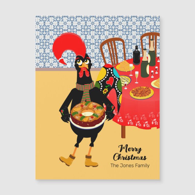 Magnétique Le Rooster portugais adore la carte King Cake (Devant)