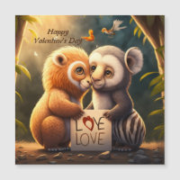 Les animaux mignons en carte amour