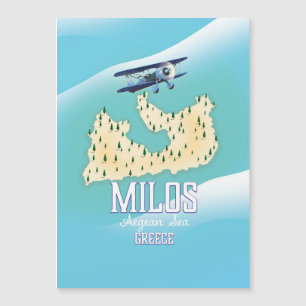 Magnétique Milos, île grecque Carte de voyage poster art.