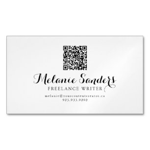 Magnétique MODERNE WRITER B&W AJOUTER QR CODE Carte de visite
