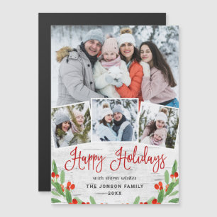 Magnétique Noël Rustique écorce à bouleau 4 PHOTO Carte magné