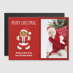 Magnétique Pain d'épices Père Noël Rouge Photo Carte de Noël 