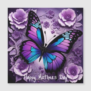 Magnétique Papillon pourpre Floral Mothers Jour Carte magnéti