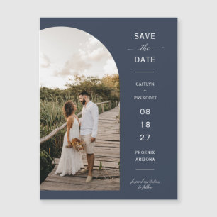Magnétique Photo Navy Blue Arch Enregistrer la date Carte mag