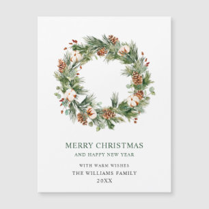 Magnétique Pine Cones Wreath Christmas Holiday Carte magnétiq