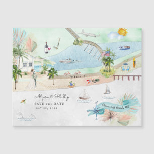 Magnétique Plage d'Ocean Isle Carte illustrée de Caroline d