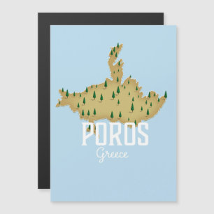 Magnétique Poros Carte grecque Affiche de voyage illustrée