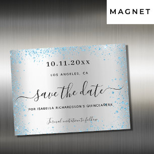 Magnétique Quinceanera argent bleu enregistrer la carte magné