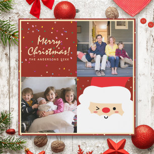 Magnétique Russe Rouge Noël Famille Photo Carte de vacances