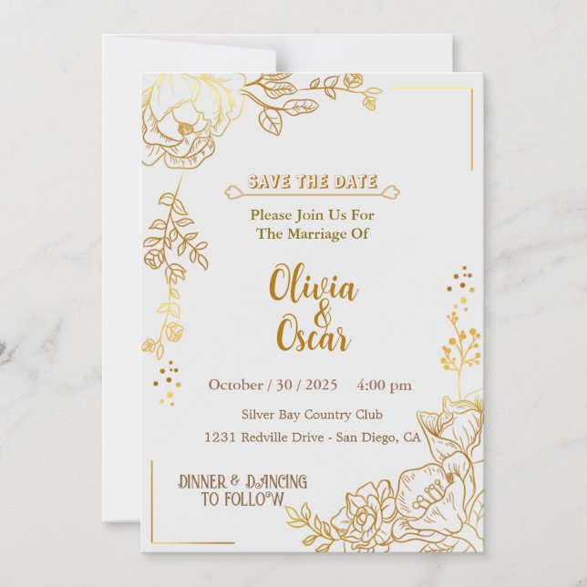 Magnétique Rustic Neutral Boho Floral Wedding Invitation (Recto)