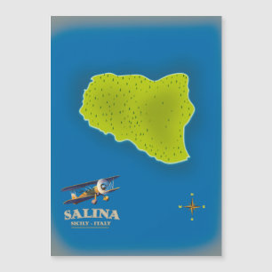 Magnétique Salina, Sicile carte affiche de voyage carte