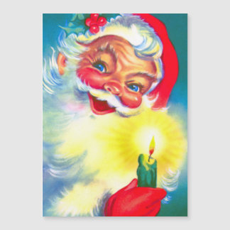 Magnétique Santa Claus Avec Carte De Vacances Aux Chandelles
