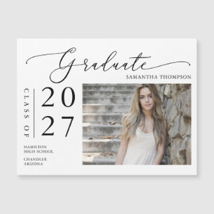 Magnétique Simple Script School Graduate Photo Carte magnétiq