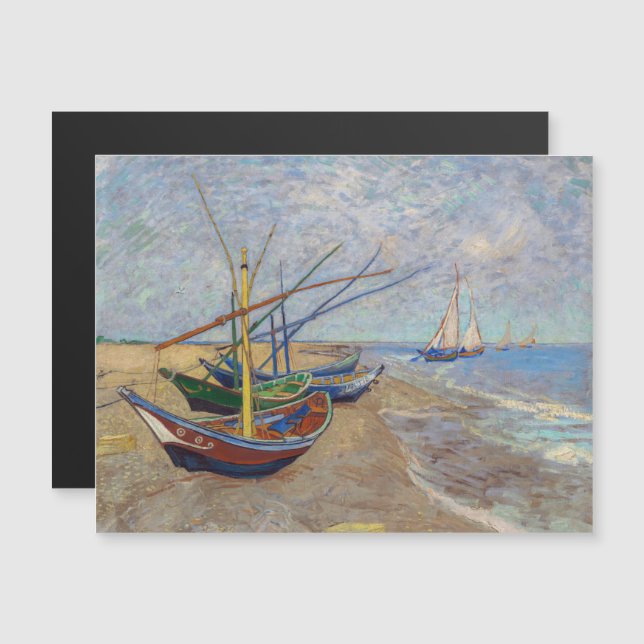 Magnétique Van Gogh - Bateaux de pêche sur la plage Carte mag (Devant / Derrière)