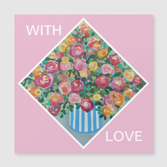 Magnétique Vase de la carte rose (Devant)