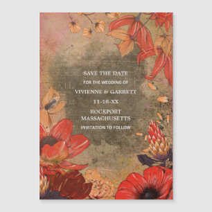 Magnétique Vintage automne floral Enregistrer la date carte m