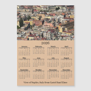 Magnétique Vue de Naples, Italie 2026 Calendrier Carte Magnét
