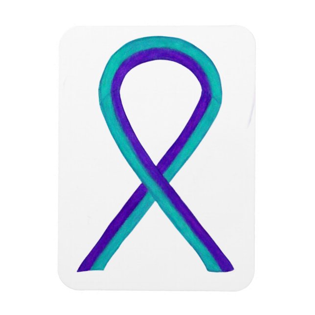 Magnets d'art du ruban turquoise et violet (Vertical)
