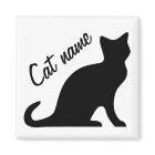 Magnets de chat noir | Nom de l'animal personnalis