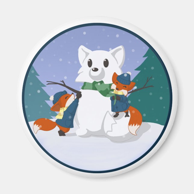 Magnets de la Journée de la neige Kitsune (Devant)