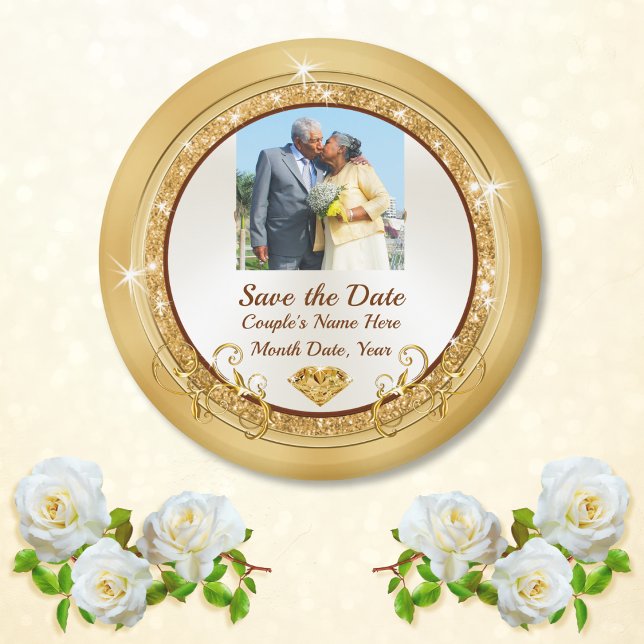 Magnets de photo "Save the Date" pas chers, "Save  (Photo Save the Date Magnets. Cheap save the date magnets. 50th anniversary save the date magnets. )