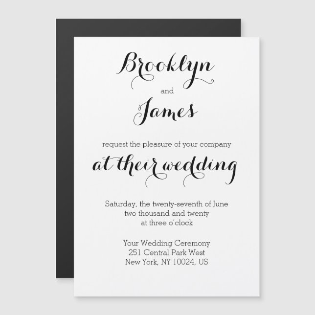 Magnets des invitations de mariage blanc clair (Devant / Derrière)