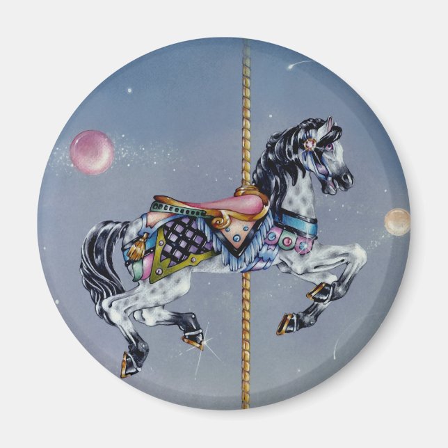 Magnets - Grey Mare Carousel Horse (Front)
