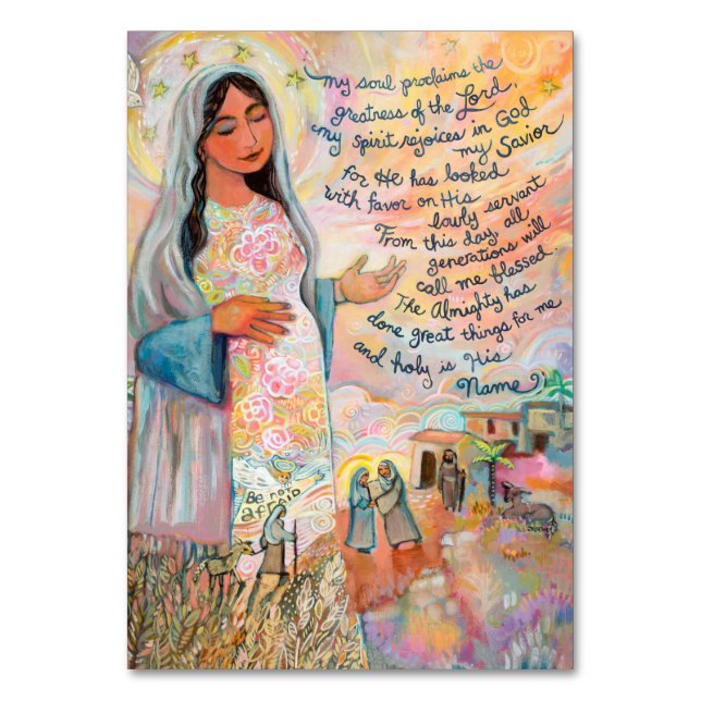 Magnificat Prayer Card, Canticle of Mary Table Number (Front)