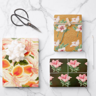 Magnificent azalea, Floral orange  Wrapping Paper Sheet