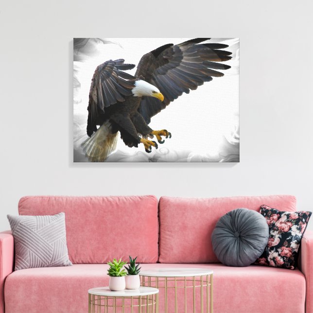 Magnificent Bald Eagle in Flight Canvas Print (Insitu(LivingRoom))