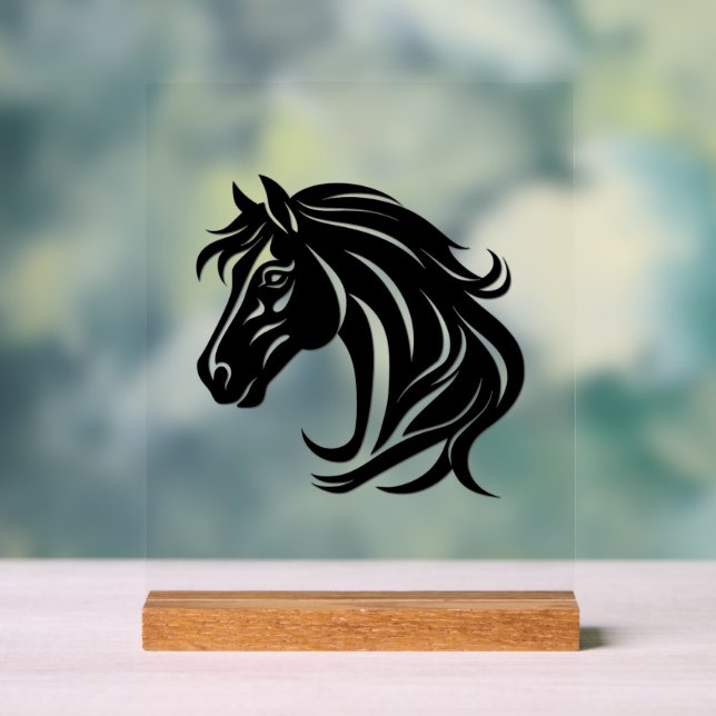 Magnificent Black Horse Head   Acrylic Sign (Neutral)