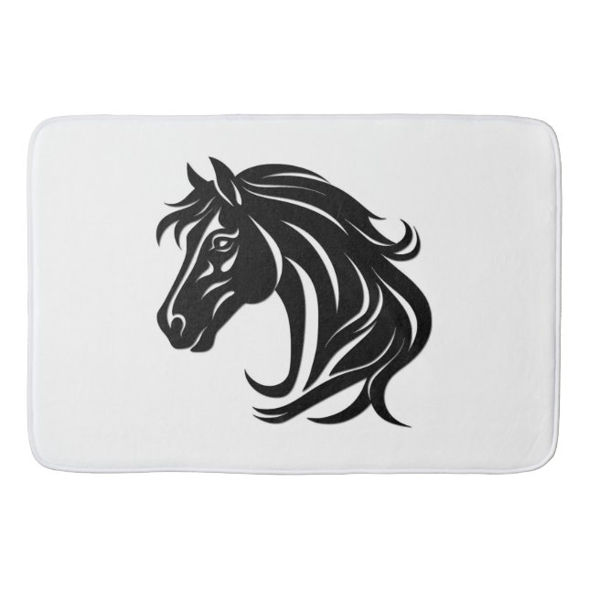 Magnificent Black Horse Head   Bath Mat (Front)