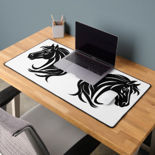 Magnificent Black Horse Head Desk Mat