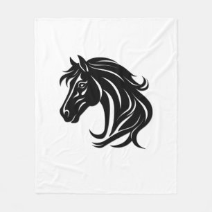 Magnificent Black Horse Head Fleece Blanket