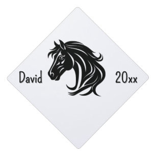 Magnificent Black Horse Head   Graduation Cap Topper