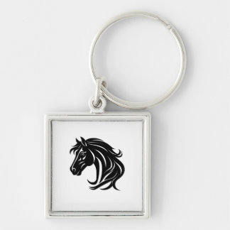 Magnificent Black Horse Head Keychain