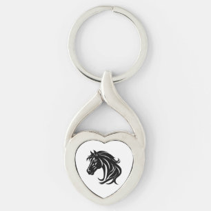 Magnificent Black Horse Head Keychain