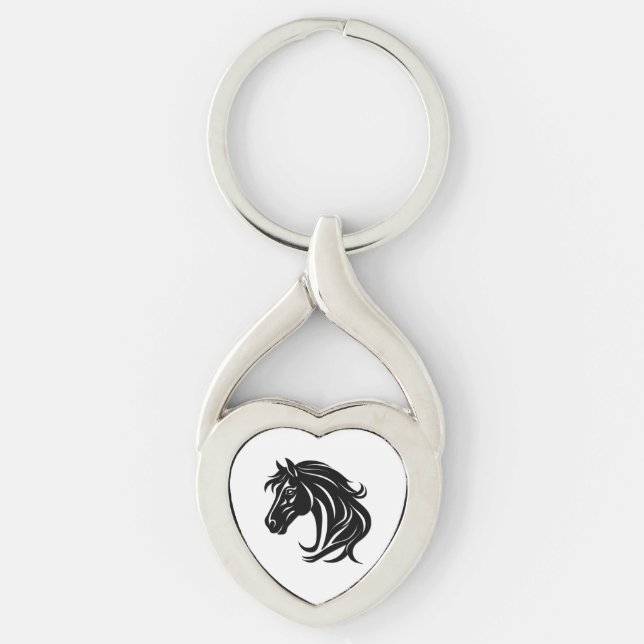 Magnificent Black Horse Head   Keychain (Front)